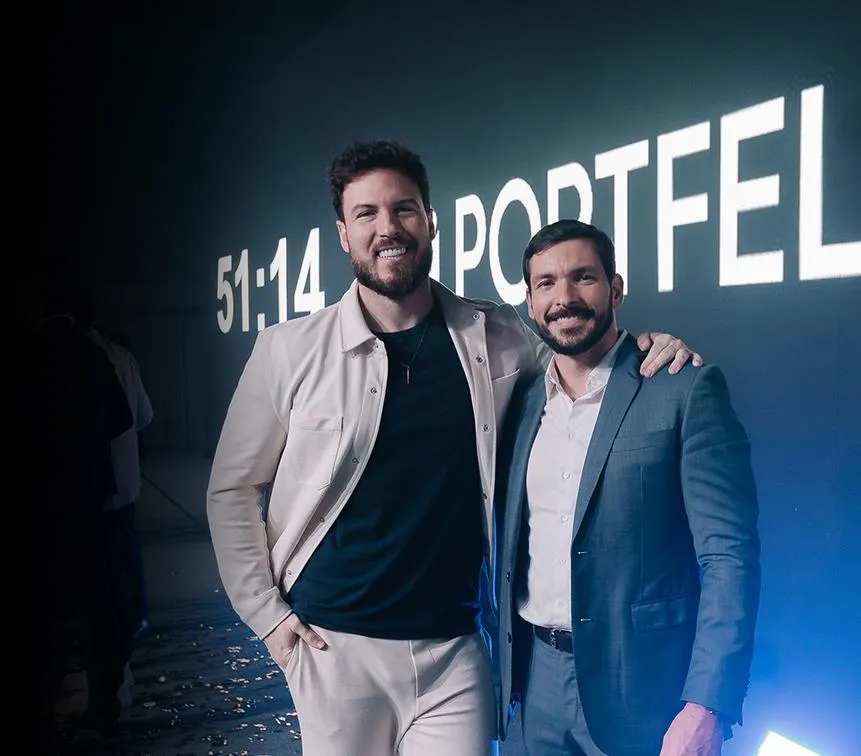 Thiago Nigro e Bruno Perini na apresentação institucional da Portfel